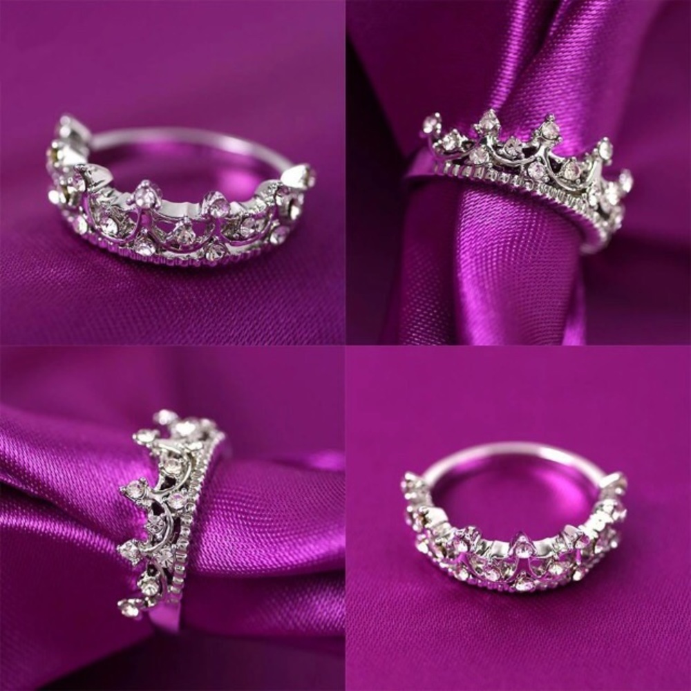 NEW!💙💎BEAUTIFUL! CROWN 👑 RING!💎💙7 SILVERY! - Picture 2 of 8